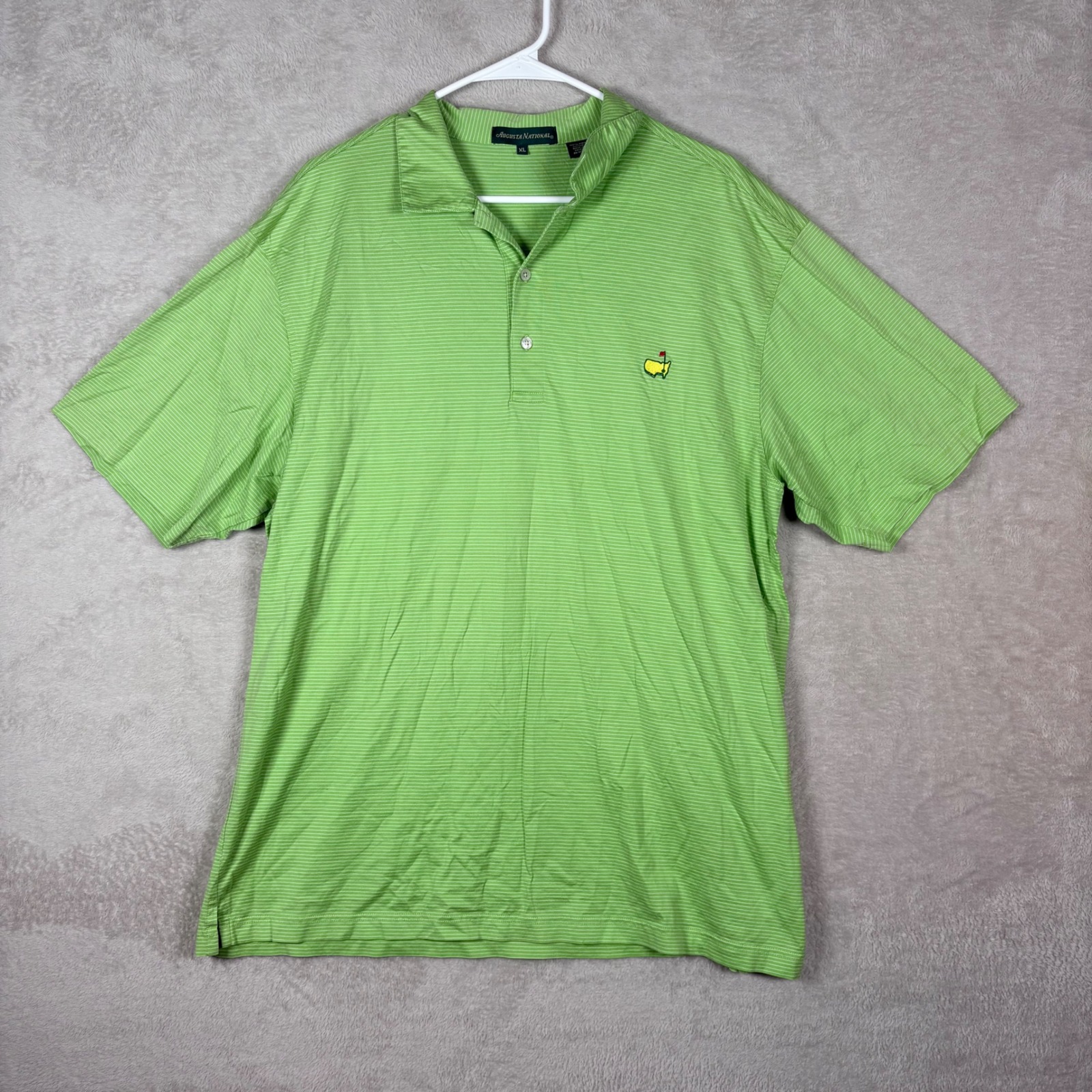 Augusta National Polo Shirt Mens Xl Green Striped Masters Golf Tournament Logo